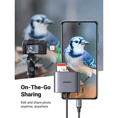 Kép 3/4 - UGREEN USB-C to SD/TF + USB2.0 Memory Card Reader Black