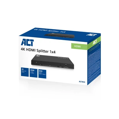 Kép 10/10 - ACT AC7832 4K HDMI Splitter 1 in 4 out EDID support Black