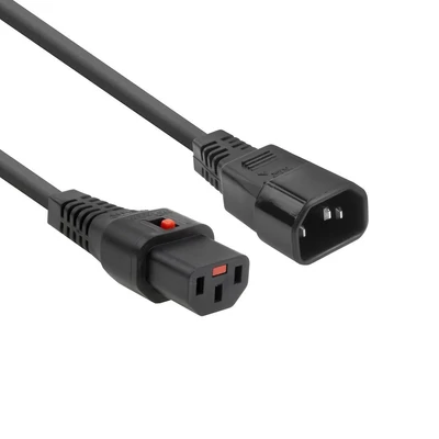 ACT AK5033 Powercord C13 IEC Lock - C14 1m Black