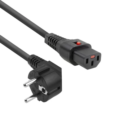ACT AK5041 Powercord Schuko CEE 7/7 male (angled) - C13 IEC Lock 3m Black