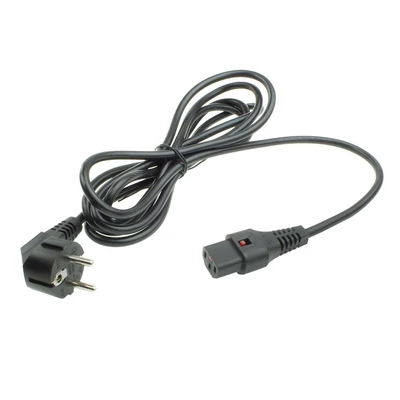Kép 3/5 - ACT AK5041 Powercord Schuko CEE 7/7 male (angled) - C13 IEC Lock 3m Black