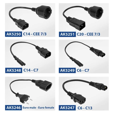 Kép 5/5 - ACT AK5250 Powercord C14 IEC - CEE 0,2m Black