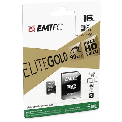 Emtec 16GB microSDHC Elite Gold Class 10 UHS-I U1 + adapterrel
