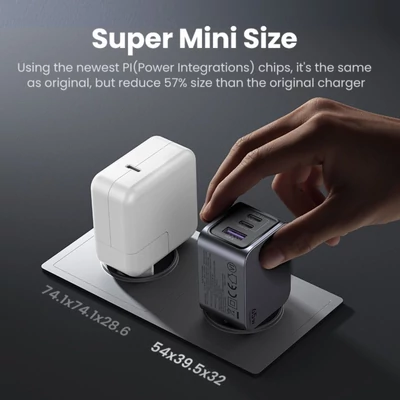 Kép 2/5 - UGREEN Nexode Pro 65W GaN Charger with USB-C Cable Grey
