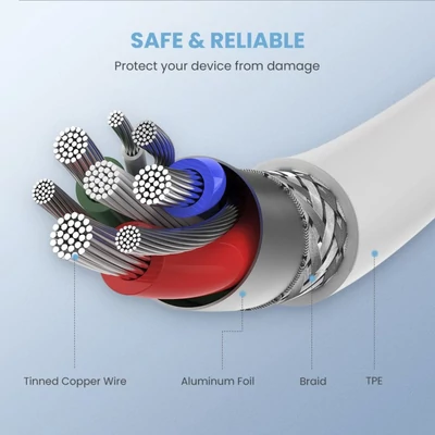 Kép 3/4 - UGREEN Lightning To Type-C Cable 1m White
