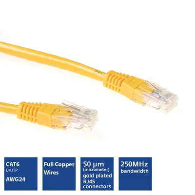 Kép 3/3 - ACT CAT6 U-UTP Patch Cable 0,5m Yellow