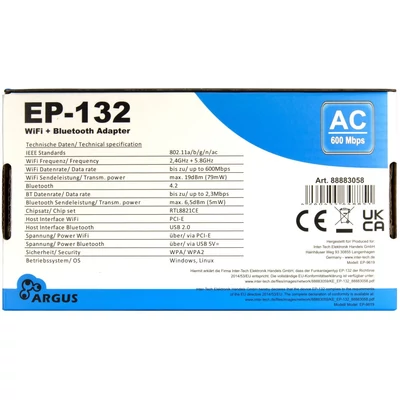 Kép 6/6 - Inter-Tech EP-132 PCIe Adapter with WiFi 5 and Bluetooth 4.2