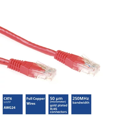 Kép 3/3 - ACT CAT6 U-UTP Patch Cable 20m Red