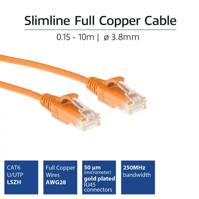 Kép 3/7 - ACT CAT6 U-UTP Patch Cable 2m Orange