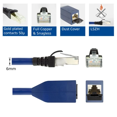 Kép 5/6 - ACT CAT6A S-FTP Patch Cable 1m Blue