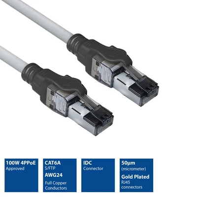 Kép 2/8 - ACT CAT6A S-FTP Patch Cable 1m Grey