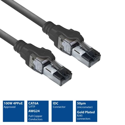 Kép 2/8 - ACT CAT6A S-FTP Patch Cable 3m Black