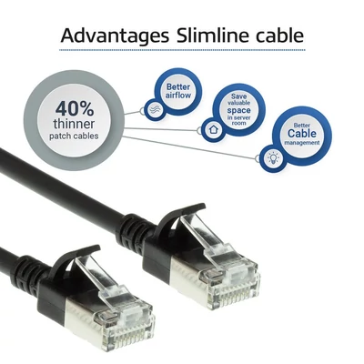 Kép 5/7 - ACT CAT6A U-FTP Patch Cable 0,15m Black