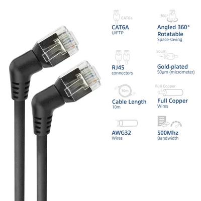 Kép 2/9 - ACT CAT6A U-FTP Patch Cable 10m Black