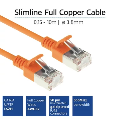 Kép 3/7 - ACT CAT6A U-FTP Patch Cable 10m Orange