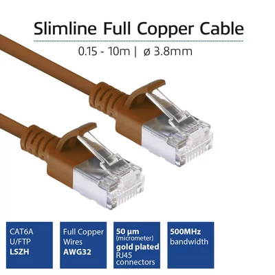 Kép 3/7 - ACT CAT6A U-FTP Patch Cable 2m Brown