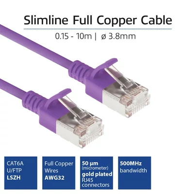 Kép 3/7 - ACT CAT6A U-FTP Patch Cable 2m Purple