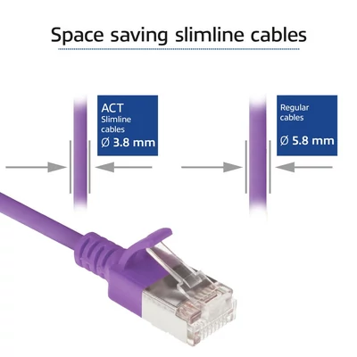 Kép 4/7 - ACT CAT6A U-FTP Patch Cable 2m Purple
