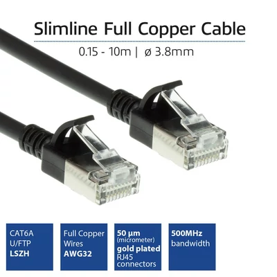 Kép 2/5 - ACT CAT6A U-FTP Patch Cable 5m Black