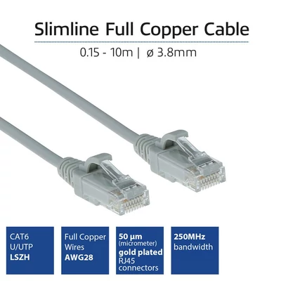 Kép 3/7 - ACT CAT6A U-UTP Patch Cable 10m Grey