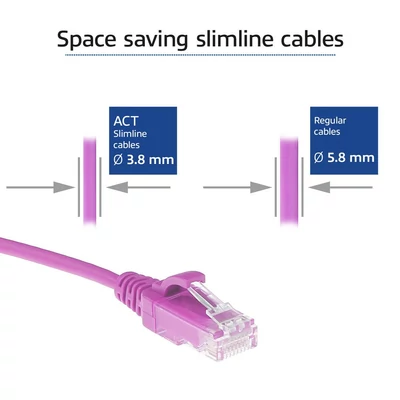 Kép 4/7 - ACT CAT6A U-UTP Patch Cable 1m Pink