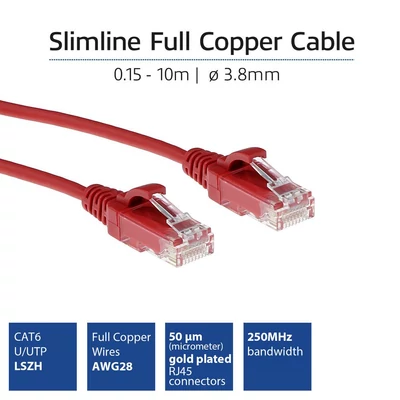 Kép 2/6 - ACT CAT6A U-UTP Patch Cable 1m Red