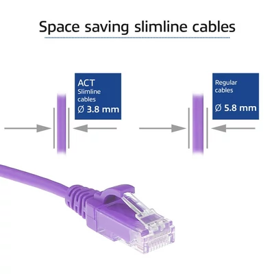 Kép 4/7 - ACT CAT6A U-UTP Patch Cable 2m Purple