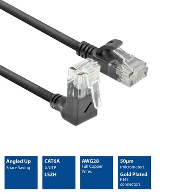 Kép 2/11 - ACT CAT6A U/UTP Patch Cable 0,5m Black