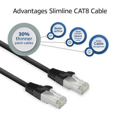 Kép 5/6 - ACT CAT8 U-FTP Patch Cable 0,25m Black