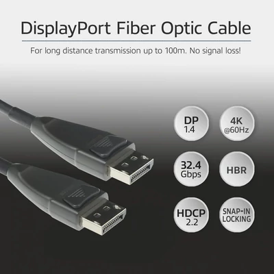 Kép 4/6 - ACT DisplayPort Active Optical Cable DisplayPort male to DisplayPort male 10m Black