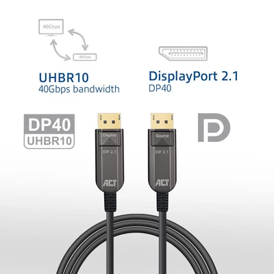 Kép 9/9 - ACT DisplayPort Active Optical Cable male/male 40m Black