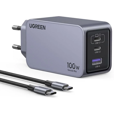 Kép 2/4 - UGREEN Nexode Pro 100W GaN Charger with USB-C Cable Grey