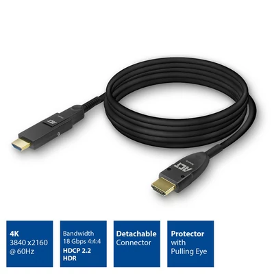 Kép 2/7 - ACT HDMI High Speed with detachable connector v2.0 HDMI-A male - HDMI-A male active optical cable 40m Black