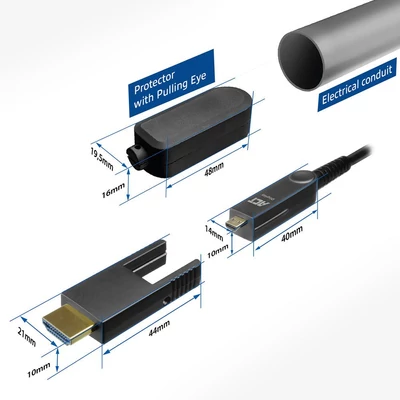 Kép 7/7 - ACT HDMI High Speed with detachable connector v2.0 HDMI-A male - HDMI-A male active optical cable 40m Black