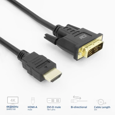 Kép 2/4 - ACT HDMI-A male to DVI-D male adapter cable 5m Black