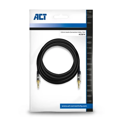 Kép 2/5 - ACT High Quality audio connection cable 3.5 mm stereo jack male to male 15m Black