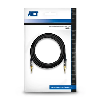 Kép 2/5 - ACT High Quality stereo audio connection cable 3.5 mm jack male - male 1,5m Black