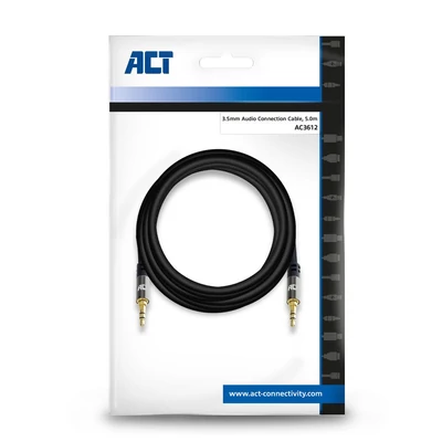 Kép 2/5 - ACT High Quality stereo audio connection cable 3.5 mm jack male to male 5m Black