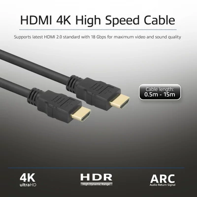 Kép 4/6 - ACT High Speed cable HDMI A male to HDMI A male 1,5m Black