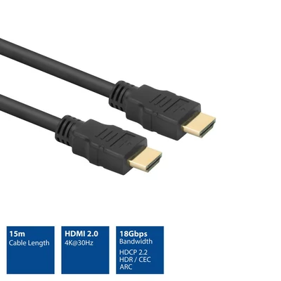 Kép 6/6 - ACT High Speed cable HDMI A male to HDMI A male 15m Black