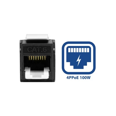 Kép 4/10 - ACT Keystone Jack RJ45 CAT6 Unshielded toolless with shutter Black