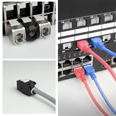 Kép 8/10 - ACT Keystone Jack RJ45 CAT6 Unshielded toolless with shutter Black