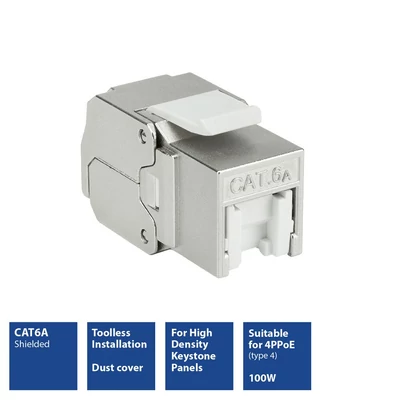 Kép 2/10 - ACT Keystone Jack RJ45 CAT6A Shielded toolless with shutter