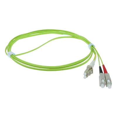 Kép 2/3 - ACT LSZH Multimode 50/125 OM5 fiber cable duplex with LC and  SC connectors 1m Green