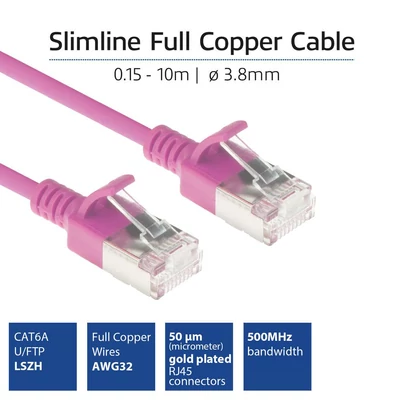Kép 3/7 - ACT CAT6A U-FTP Patch Cable 2m Pink