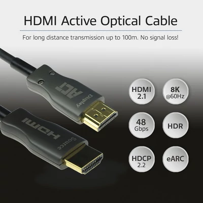 Kép 3/5 - ACT HDMI Premium 8K Active Optical Cable HDMI A male to HDMI A male 30m Black
