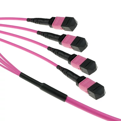 Kép 2/3 - ACT Multimode 50/125 OM4(OM3) polarity A fiber trunk cable with 4 MTP/MPO female connectors each side 10m Violet