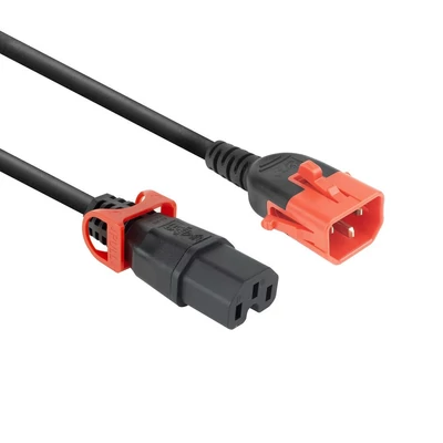 ACT PL0041 Powercord C14 IEC Lock+ Dual Locking - C15 IEC Lock+ 1m Black