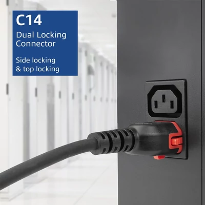 Kép 6/7 - ACT PL0041 Powercord C14 IEC Lock+ Dual Locking - C15 IEC Lock+ 1m Black