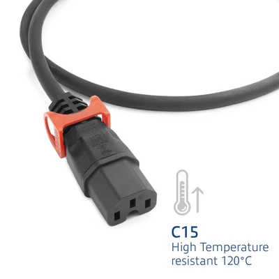 Kép 7/7 - ACT PL0041 Powercord C14 IEC Lock+ Dual Locking - C15 IEC Lock+ 1m Black
